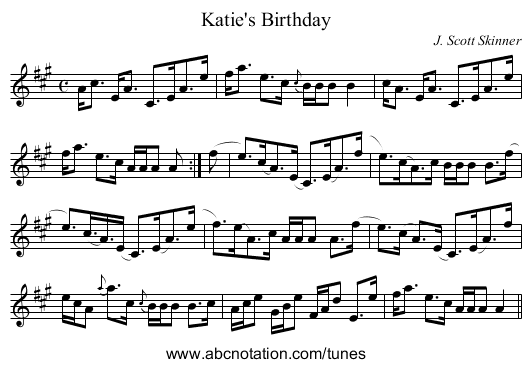 Katie's Birthday - staff notation