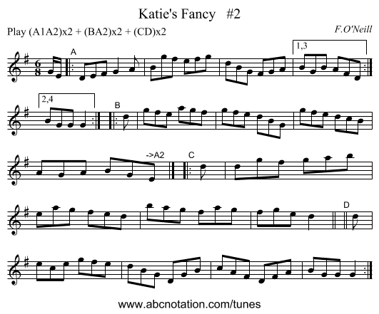 Katie's Fancy   #2 - staff notation