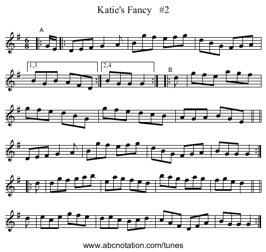 Katie's Fancy #2 - staff notation