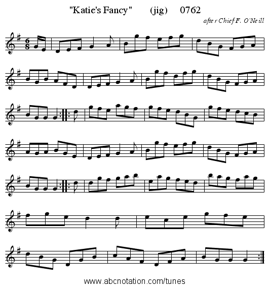 Katie's Fancy       (jig)     0762 - staff notation