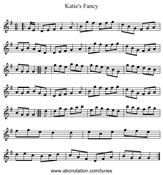 Katie's Fancy - staff notation