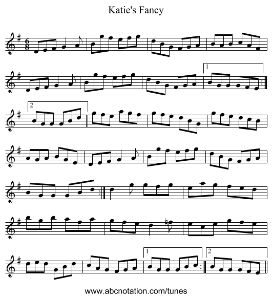 Katie's Fancy - staff notation