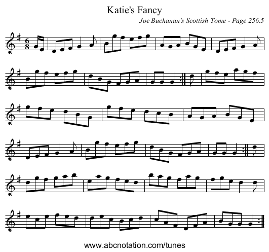 Katie's Fancy - staff notation