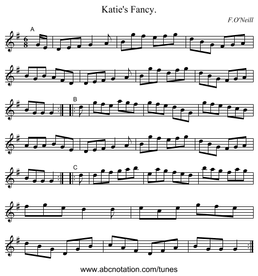 Katie's Fancy. - staff notation
