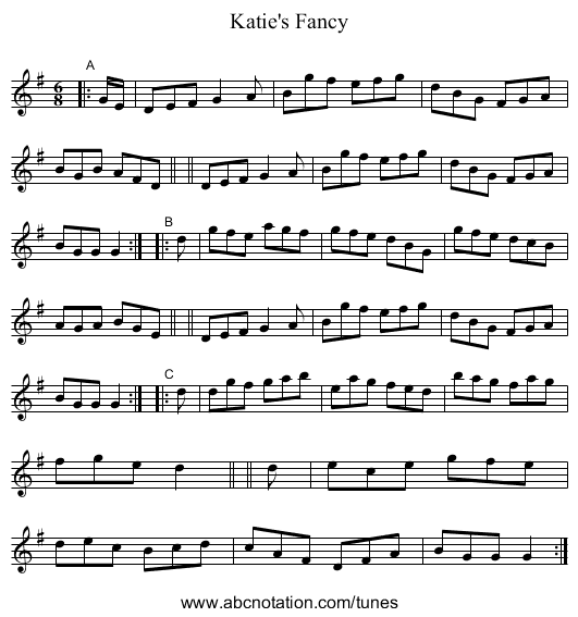 Katie's Fancy - staff notation