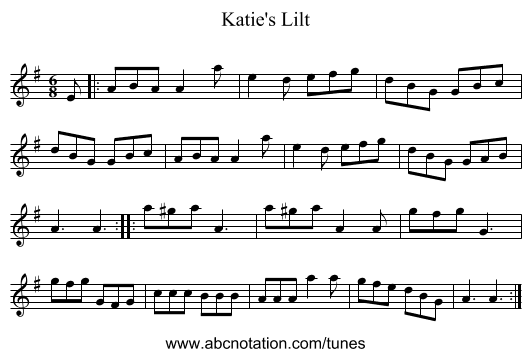 Katie's Lilt - staff notation