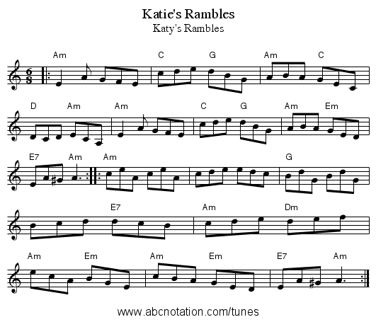 Katie's Rambles - staff notation