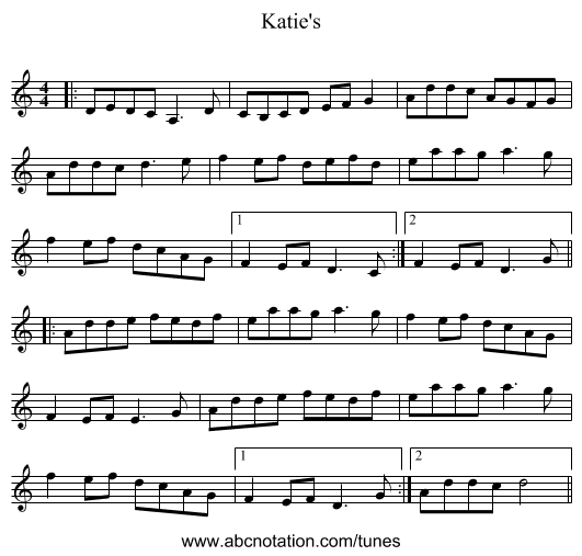 Katie's - staff notation