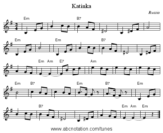 Katinka - staff notation
