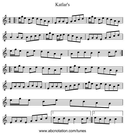 Katlar's - staff notation
