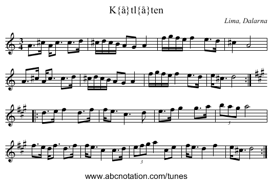 K&aring;tl&aring;ten - staff notation