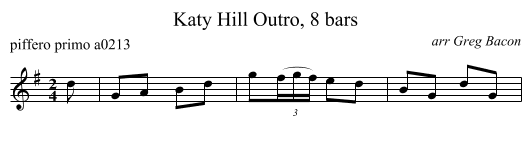 Katy Hill Outro, 8 bars - staff notation