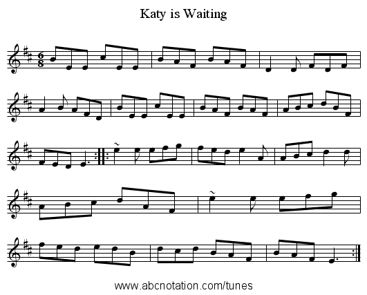 Katy is Waiting - staff notation