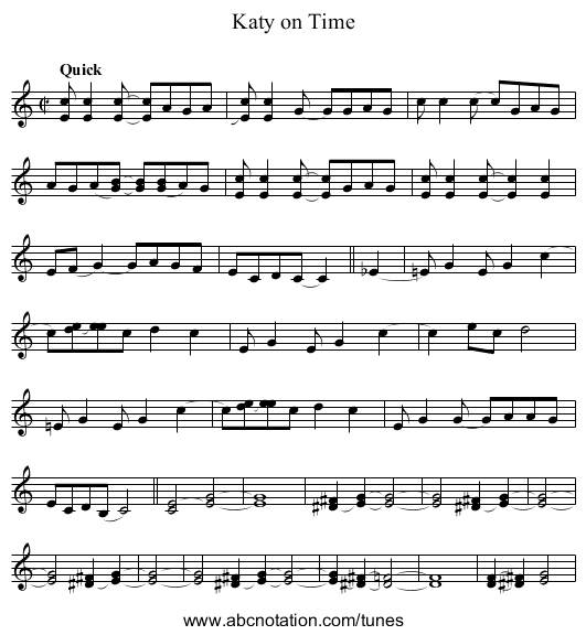 Katy on Time - staff notation
