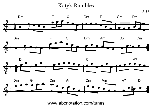 Katy's Rambles - staff notation