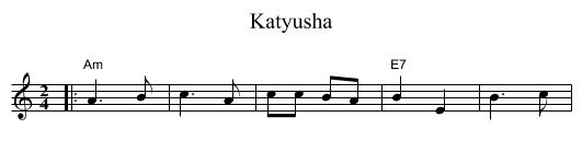 Katyusha - staff notation