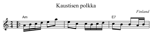 Kaustisen polkka - staff notation