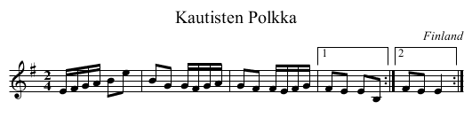 Kautisten Polkka - staff notation
