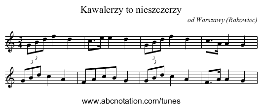 Kawalerzy to nieszczerzy - staff notation