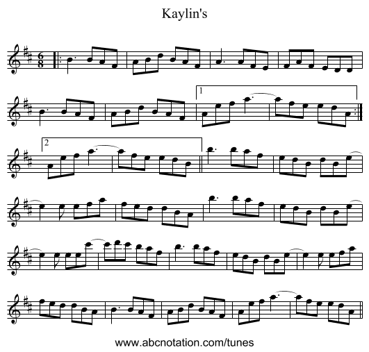 Kaylin's - staff notation