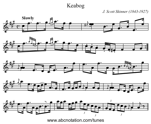 Keabog - staff notation
