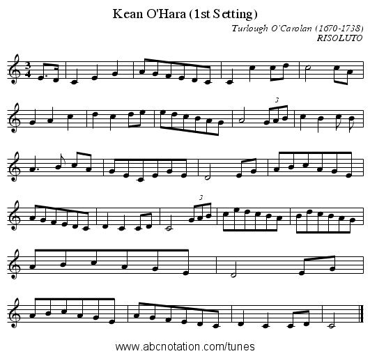 Kean O'Hara (1st Setting) - staff notation
