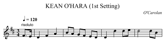 KEAN O'HARA (1st Setting) - staff notation
