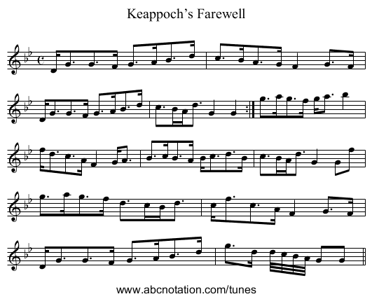 Keappoch’s Farewell - staff notation