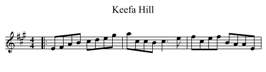 Keefa Hill - staff notation