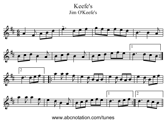 Keefe's - staff notation