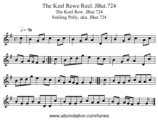 Keel Rewe Reel. JBut.724, The - staff notation