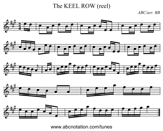 KEEL ROW (reel), The - staff notation