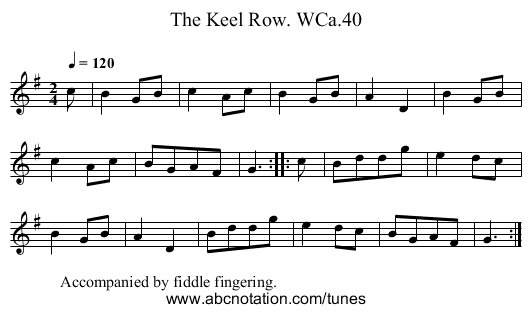 Keel Row. WCa.40, The - staff notation