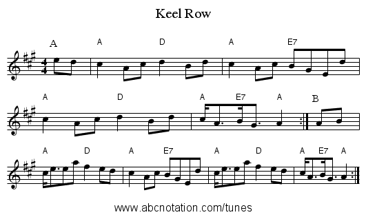 Keel Row - staff notation