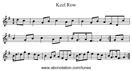 Keel Row - staff notation