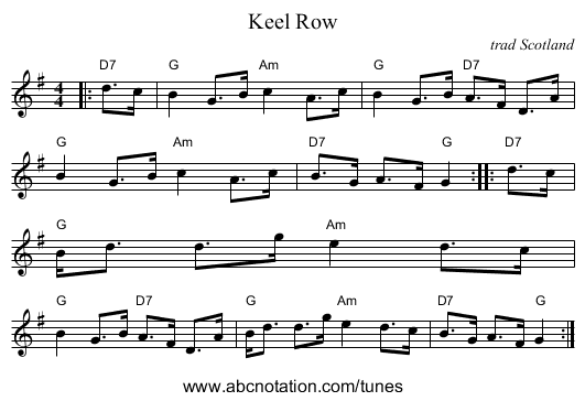 Keel Row - staff notation