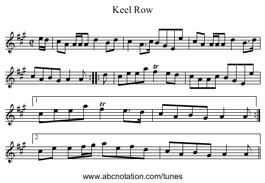 Keel Row - staff notation