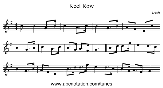 Keel Row - staff notation
