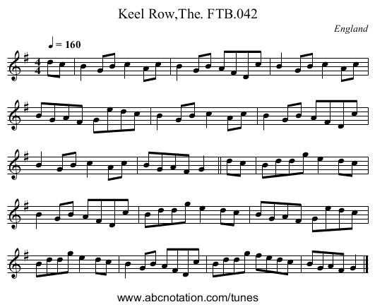 Keel Row,The. FTB.042 - staff notation