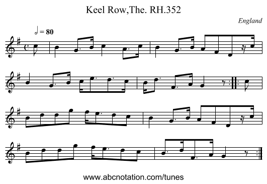 Keel Row,The. RH.352 - staff notation