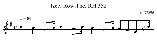 Keel Row,The. RH.352 - staff notation