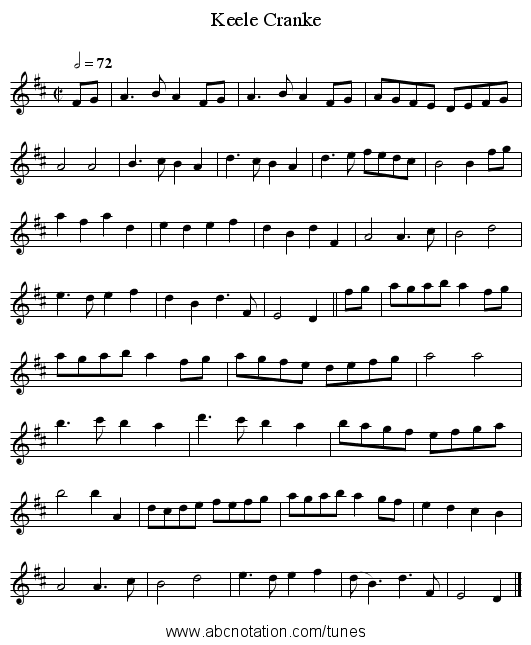 Keele Cranke - staff notation