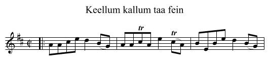 Keellum kallum taa fein - staff notation