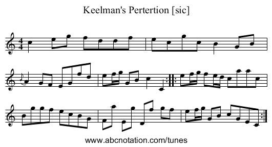 Keelman's Pertertion [sic] - staff notation