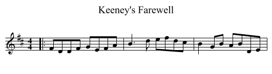 Keeney's Farewell - staff notation