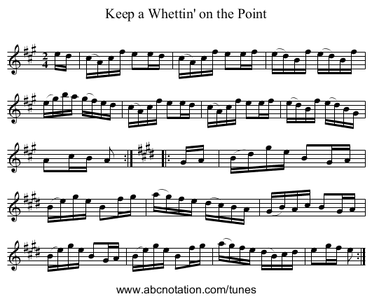 Keep a Whettin' on the Point - staff notation