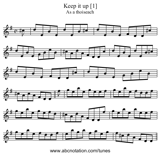 Keep it up [1] - staff notation