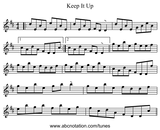 Keep It Up - staff notation