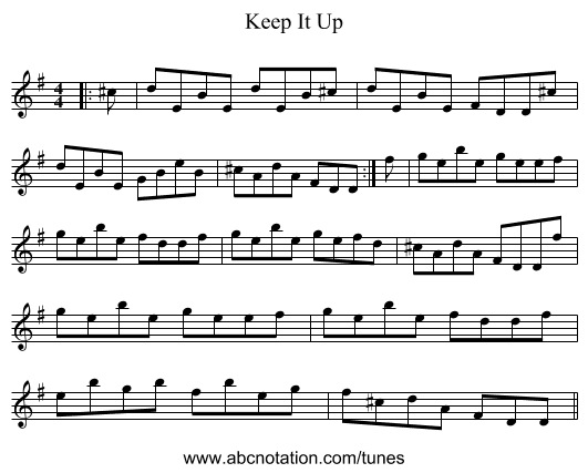 Keep It Up - staff notation