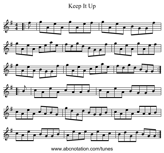 Keep It Up - staff notation